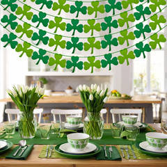 4 Pack Felt Shamrock Garland Banner St. Patrick’S Day Decorations NO DIY Green S