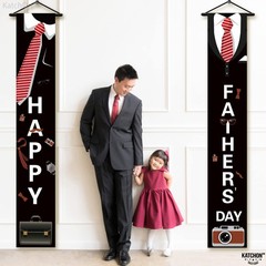 Black Happy Fathers Day Banner – XtraLarge, 72×12 Inch | Tuxedo Hanging Happy