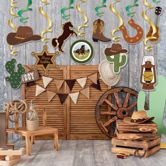10 PCS Western Cowboy Theme Birthday Party Swirls Streamers Decor Backdrop