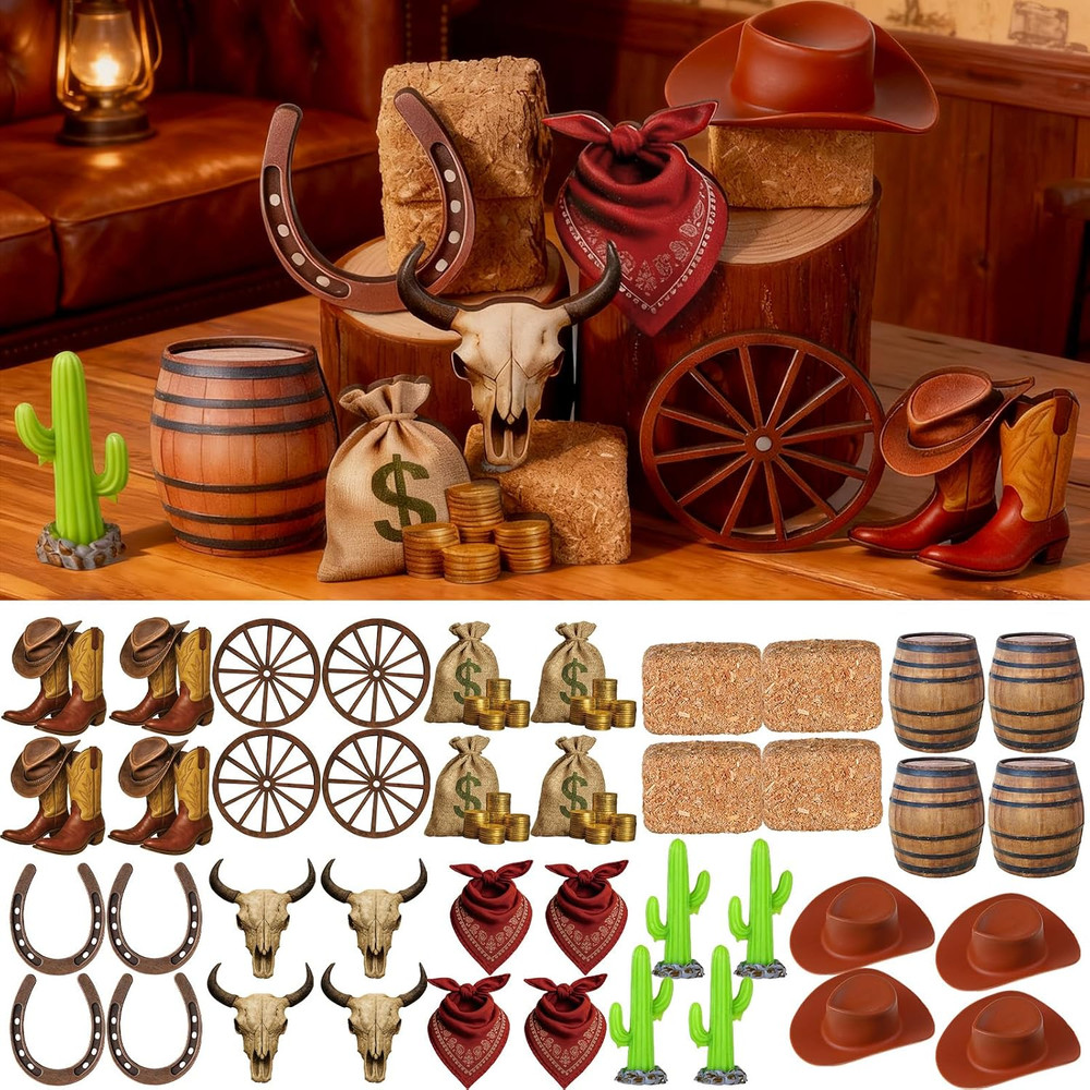 40 Pcs Western Themed Party Decorations- Cowboy Table Centerpieces, Lucky Horses