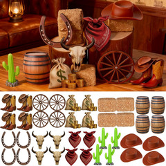40 Pcs Western Themed Party Decorations- Cowboy Table Centerpieces, Lucky Horses
