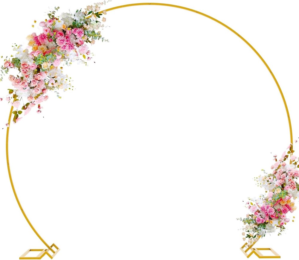 Round Backdrop Stand 8FT Gold Wedding Arch Metal Circle Balloon Arch Stand for