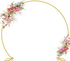 Round Backdrop Stand 8FT Gold Wedding Arch Metal Circle Balloon Arch Stand for