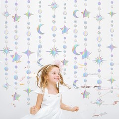 4 Pack Multi Iridescent Party Garland Star&Moon Holographic