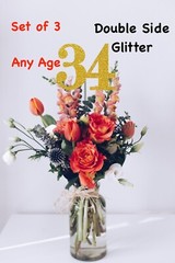 34th Birthday Decoration Centerpiece Party Favors (SET OF 3) 20 Colors Available