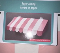 4 Pack Pink Circus Awning Decoration 3D Pink And White Stripe Cardboard Awnin…