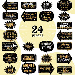 24 Pieces Photo Booth Props Birthday with Stick Happy Birthday Weddings Graduati
