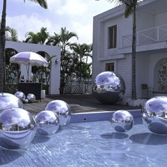 AplusChoice 2PCS 20″ Big Shiny Inflatable Mirror Ball Reusable Hanging Silver