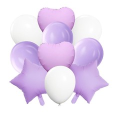 12Pcs Purple And White Balloons, 18In Valentines Day Balloon, Heart Balloons….