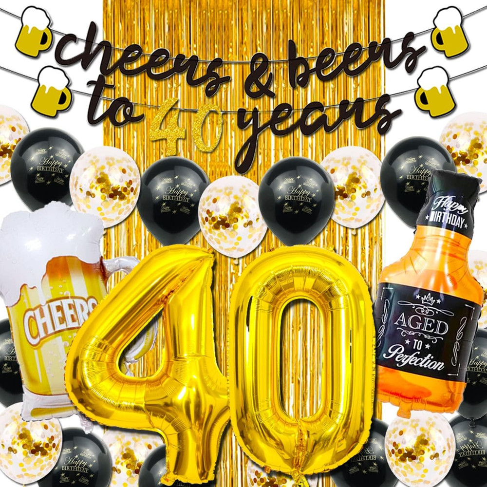 40Th Birthday Decorations for Men, 40 Birthday Decorations with 40 Inch Gold 40