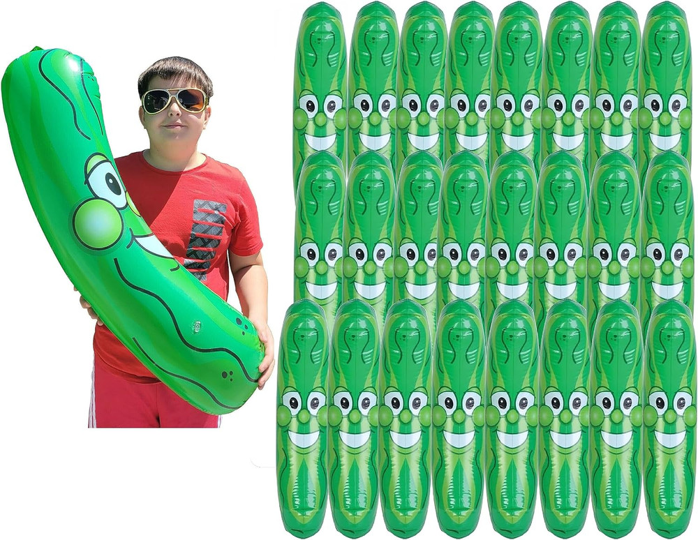 Giant 36″ Inflatable Smiling Pickle Head – Fun Pool Float & Party Decoration