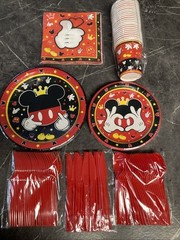Mickey Mouse Party Decoration Supplies 24 Cups Plates Napkins Knives Forks Spoon