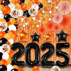 , 2025 Graduation Balloon Arch Kit 2025 – Huge, Pack of 168 | Orange and Black