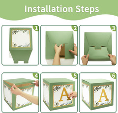 RUBFAC Sage Green Baby Boxes with Letters for Baby Shower, 4Pcs Safari Baby Show