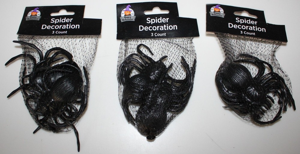 Spider Decoration 9 Count Halloween Black Plastic Spiders Party Props Set Decor
