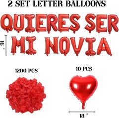 2 Set Red QUIERES SER MI NOVIA Balloons – 1200pcs Red Artificial Rose Petals …