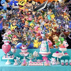 Super Smash Bros Party Decoration Birthday Decor Backdrop Banner for Kids 7x5ft