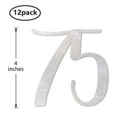 Silver Glitter 75 CutOut Number 75th Birthday Party Anniversary Decoration