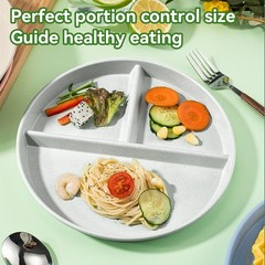 round portion control plate 9 inches, Black, gray, light beige, dark green