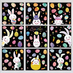 DC-BEAUTIFUL 184 PCS Easter Window Clings, 9 Sheets Double Sided Watercolor