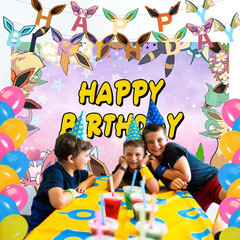 Cartoon Animation Birthday Party Backdrop,Evolutions Decor Supplies Include Happ
