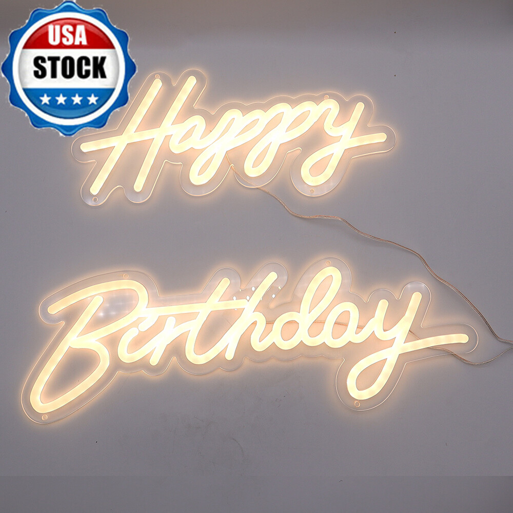 US CALCA Happy Birthday LED Neon Lamp Integrative Hanging Sign Party Home Decor