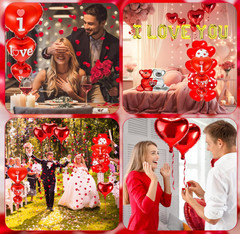 Valentines Day Balloon Kit I Love You Anniversary Balloons with 1000 Silk Petals