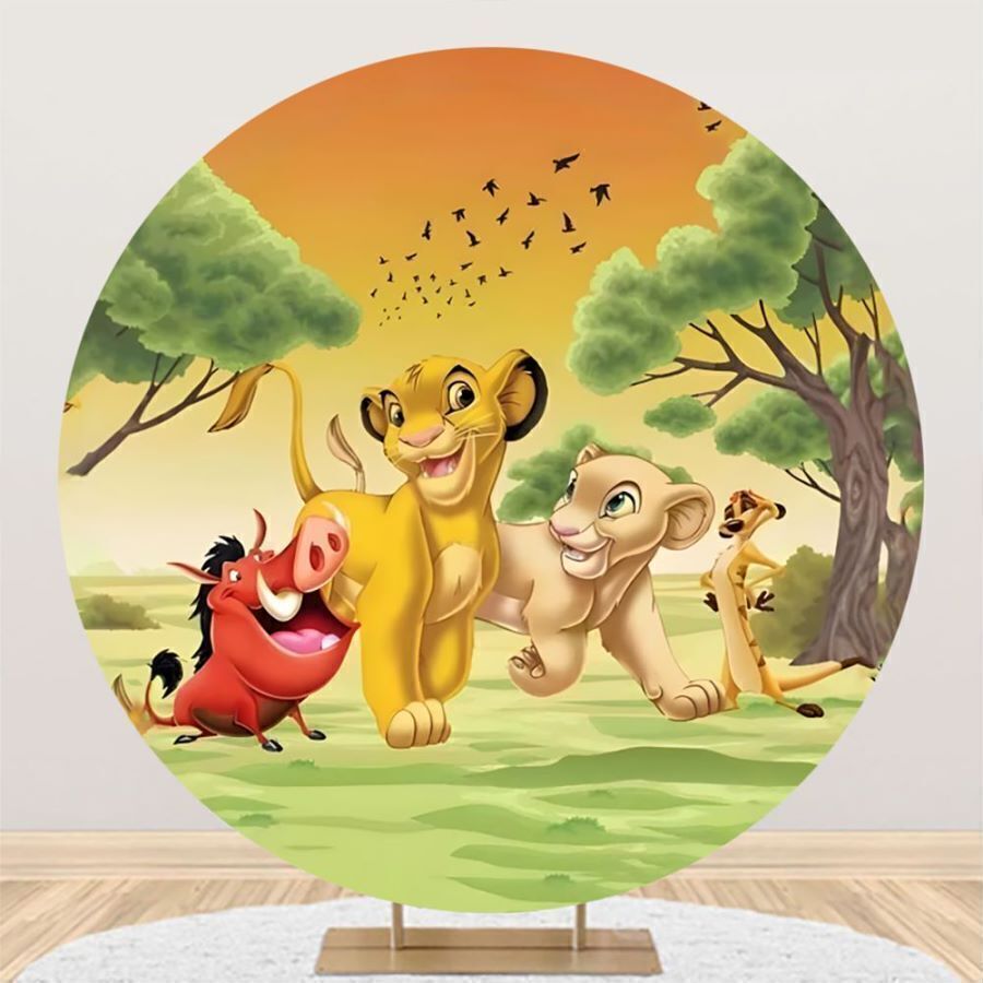 Round Lion King Birthday Party Backdrop Cover Baby Shower Photo Background Decor