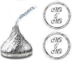 216 Mr & Mr Hershey Kiss Wedding Stickers, Labels Stickers CANDY NOT INCLUDED
