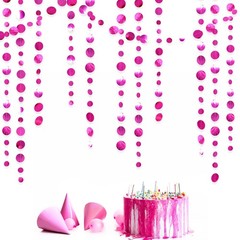 Hot Pink Party Decorations Circle Dots Garland Metallic Rose