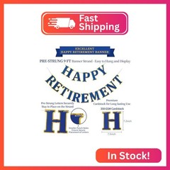 LITAUS Retirement Party Decorations Kit for Women Men – 16-Piece Elegant Blue Se