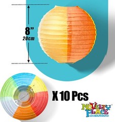 10 Pack Rainbow Color Hanging Paper Lanterns – 8″ Beach Ball Style Decorations