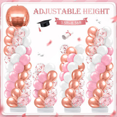 2 Sets Pink Rose Gold Balloon Column Stand Kit, Adjustable Floor Balloon Arch To