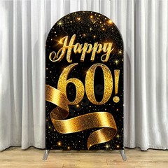 Custom Black Gold Birthday Arch Backdrop Cover Personalized Age Party Background