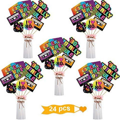 24 Pack 80s Retro 1980s Table Centerpiece Sticks Party Decorations Props Set Fun