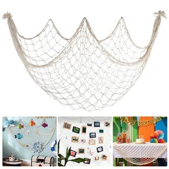 80×40 Inch Fishing Net Decor, 3mm Beige Natural Cotton Large Decorative Fish