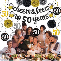 Happy 50Th Birthday Banner Decorations for Men – Cheers to 50 Years Banner Set w