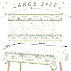 3 Pieces Sage Greenery Oh Baby Tablecloths for Baby Shower Party Decorations