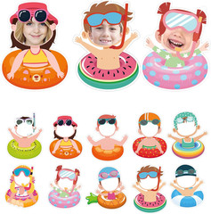 36 Pcs Summer Paper Cutouts Cardboard Cut Outs Swim Ring Cutouts with Photo Spac