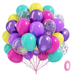 60pcs 12inch Pink Purple Blue Balloons, Hot Pink Yellow Metallic Hot Pink Green