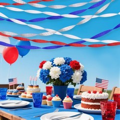 8 Rolls Patriotic Crepe Paper Streamers 1.8″x82′ each Red,White,Blue,Gray/Silver