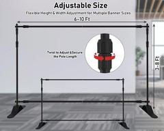 8’x10′ Adjustable Banner Stand Heavy-Duty Step and Repeat Backdrop Telescopic