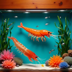 2Pcs Red Fake Shrimp Model Artificial Shrimps Figures Realistic Seafoods Deco…