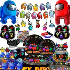 174 Pcs A-mong Us Birthday Decorations Banner Balloon Tablecloth Party Supplies