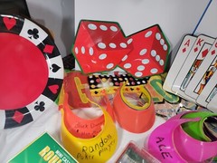 Casino Game Night Decorations Chip Trays Visors Tablecloths, Banners Backdrop