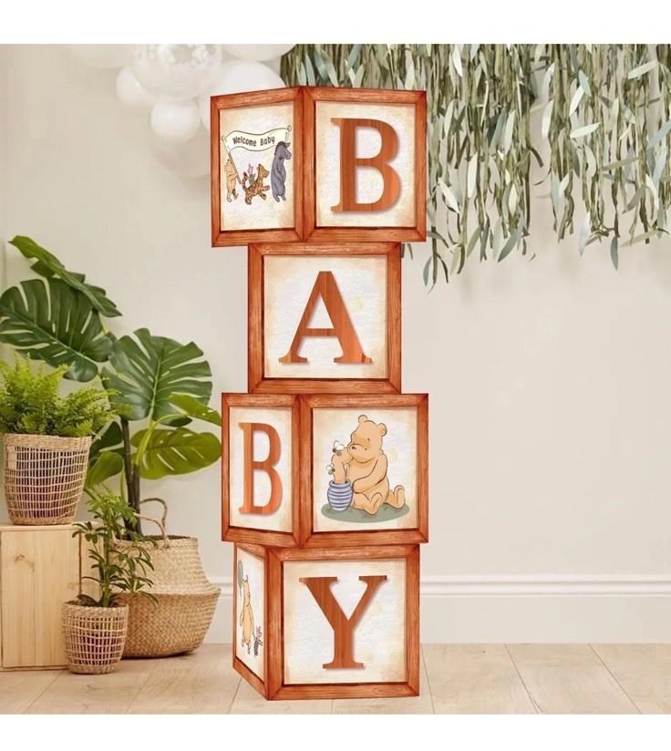 By Classic Winnie Pooh Baby Shower Decorations Boxes Vintage Theme Bear Wooden P