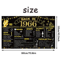 60th Birthday Party Decorations – Vintage 1966 Banner & Backdrop for Men & Women