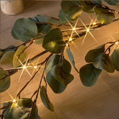 Lighted Eucalyptus Garland Battery Operated with Timer 6FT 96 LED Artificial