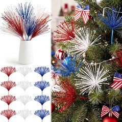 Dingion 12 Pack 4th of July Tree Decorations Red White and Blue Flowers Patrioti