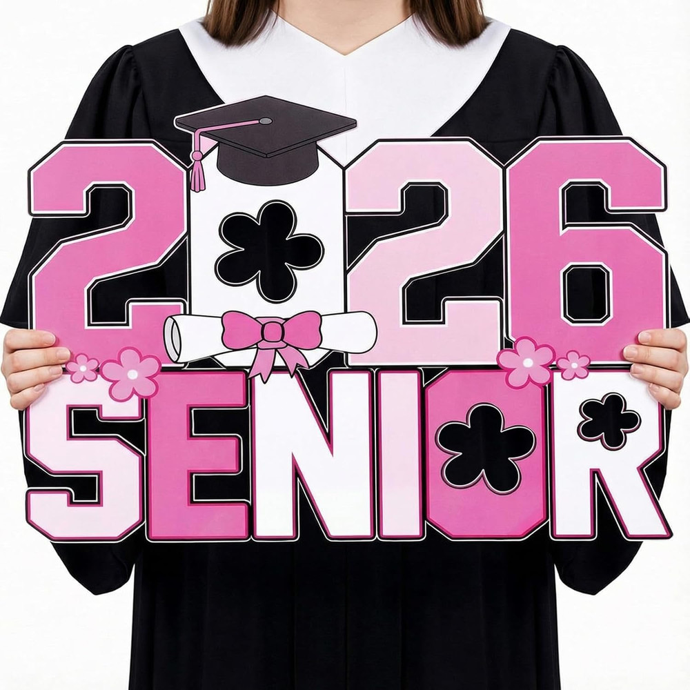 Pink Senior 2026 Decorations for Graduation, Prom, and Photo Booth Props